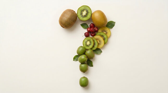 Question mark made up of Pears Healthy Food Question Concept with Fresh Fruits on White, Question Mark Made of Fresh Fruits Isolated on White Background