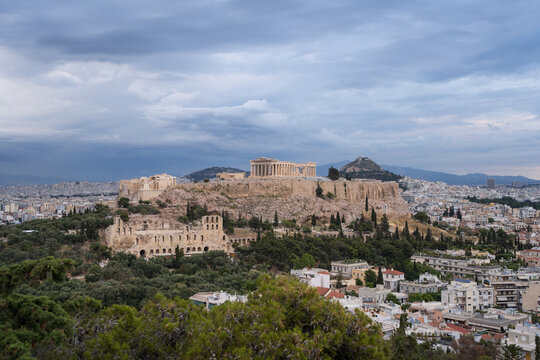 Panoramic view of the Acropolis and Athens cityscape
