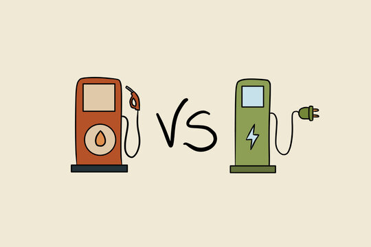 Gas pump versus electric charger icon for fuel debate