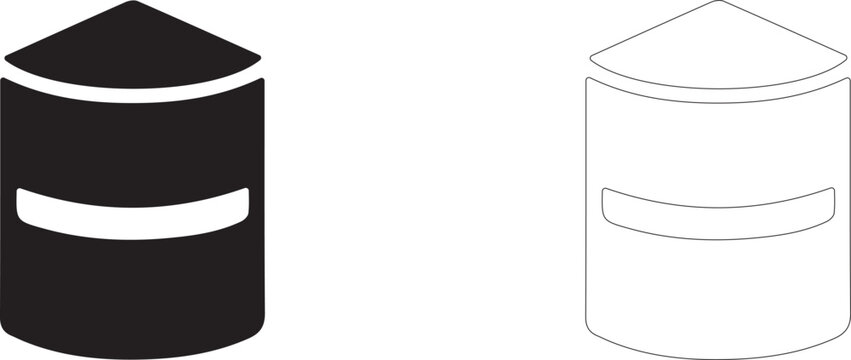 Three dimensional database sector vector icon filled and outline, cylindrical chart of memory segments.