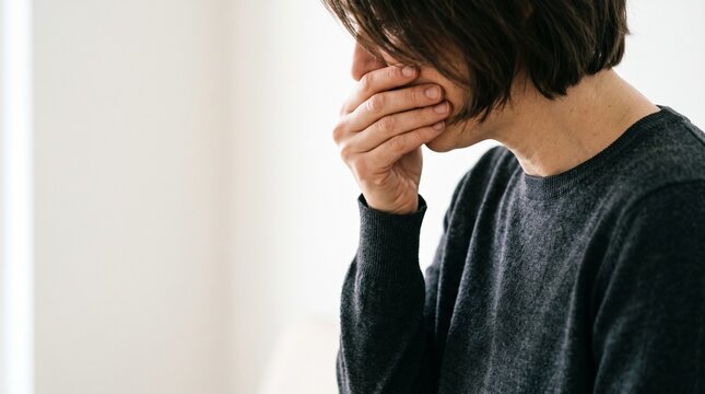 Person Covering Mouth With Hand Expressing Disgust or Shock