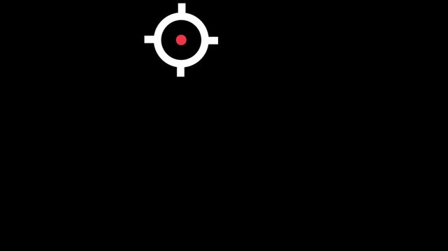 White picture of sight on a black background. sniper aiming device. Distortion liquid style transition icon for your project.
