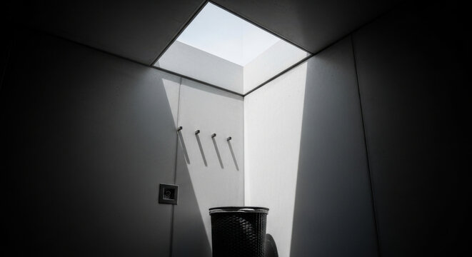 Modern Corner With Skylight And Dramatic Shadows