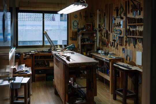 Traditional woodworking workshop in Spain
