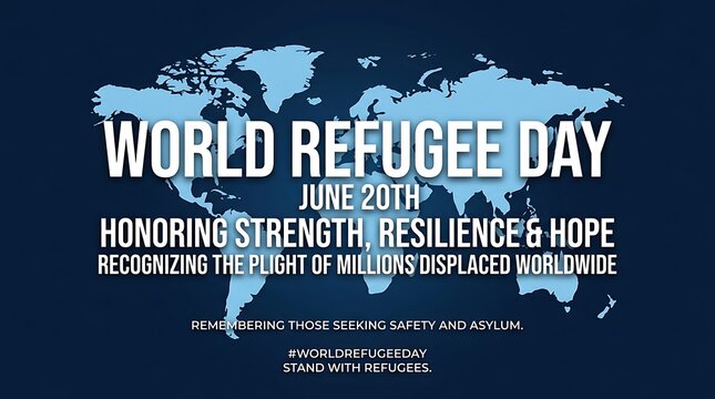 World refugee day global displacement awareness poster design with displacement