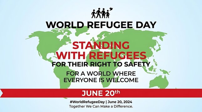 World refugee day solidarity map graphic for human rights awareness