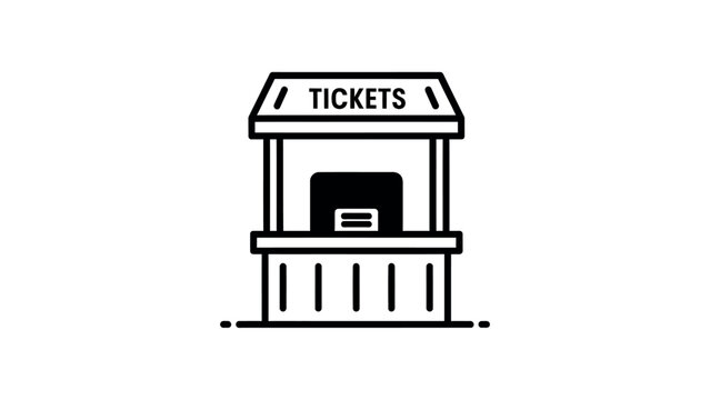 Black ticket booth with tickets sign.