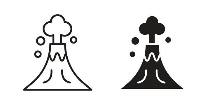 Volcano icon for mobile application, button and website design.