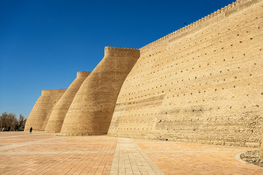 Massive fortress walls of the Ark of Bukhara, Uzbekistan
