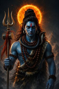 Divine portrait of Lord Shiva in deep meditation