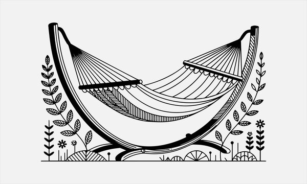 Garden Hammock Stand Line art creative pattern vector illustration