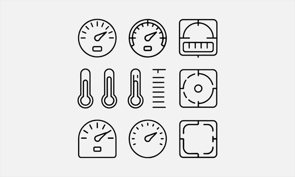 Vehicle Dashboard graphic line art vector icon set vector illustration