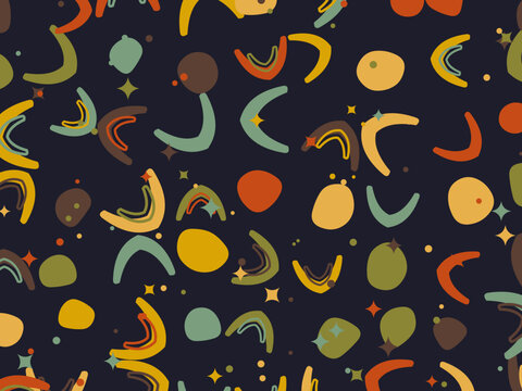 1950s Fifties Boomerang Shapes Vintage Vector Design