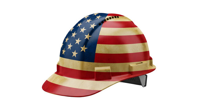 American flag design hard hat isolated on transparent background