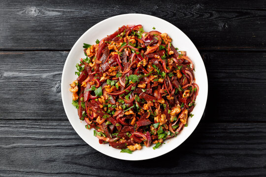 Sweet and Tangy Beetroot Salad with Walnuts and Pomegranate Molasses