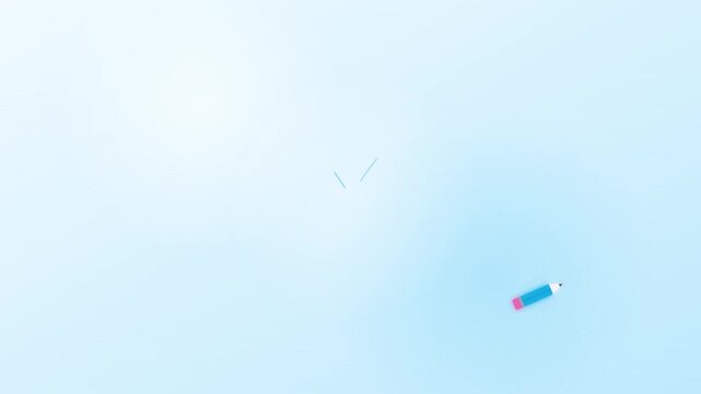 Abstract Pencil Creative Icon In Soft Pastel Blue Gradients