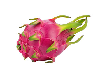 Fresh pink dragon fruit with green leaves