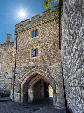 Medieval Bloody Tower at the Tower of of London Under Blue Sky