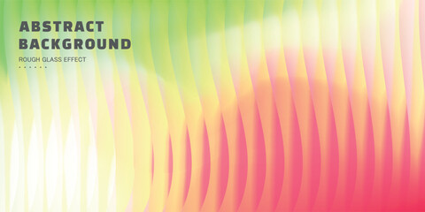 Fototapeta na wymiar Abstract background with vertical wavy lines and trendy raw glass effect. Bright gradient stripes and refractive effect. Ideal for web headers or digital backgrounds, vector illustration