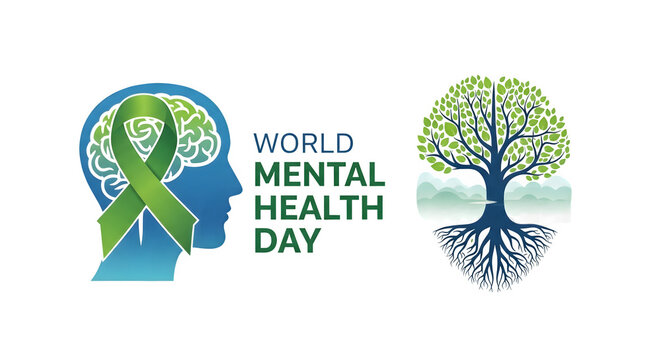 World mental health day isolated on transparent background