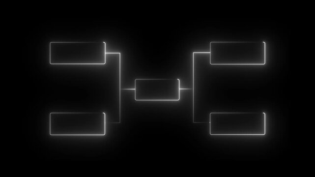 Glowing neon line Business hierarchy organogram chart infographics icon isolated on black background. It is suitable for all kinds of quizzes, 4k