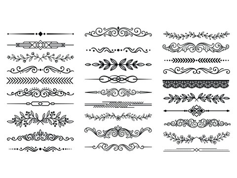 Ornate decorative dividers and borders set with floral and vintage flourishes.