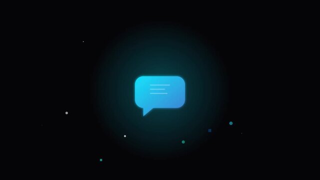 active chat bubble icon with drifting social message particles