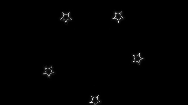 twinkling Star animation black screen falling sparkling stars background white cartoon, Sparkle stars shine animated effect, sparkle blink shine stars looping,doodles style stars blinking.4kanimation