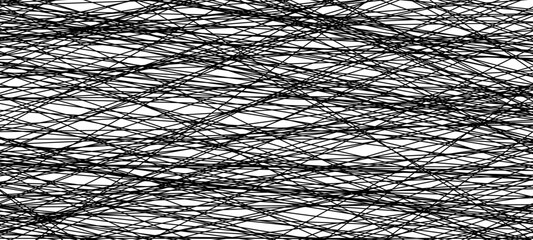 Chaotic line pattern with random black stripes creating modern abstract background. Geometric mess of diagonal ray forms striking monochrome design for contemporary decor. © 2olotarev