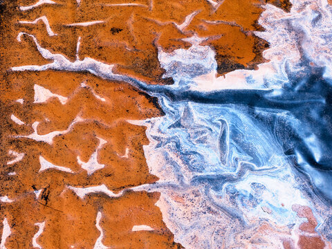Abstract magical water meeting sand in fine art color