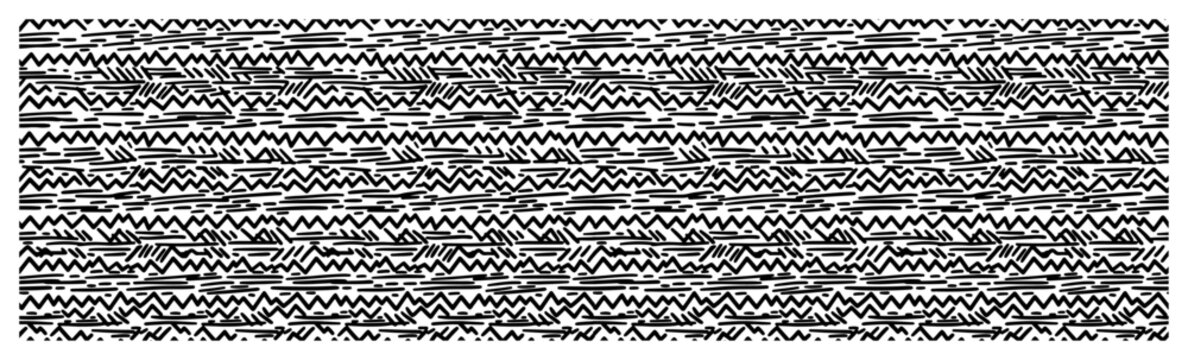 Zigzag and scribbled horizontal line pattern in hand drawn sketch style