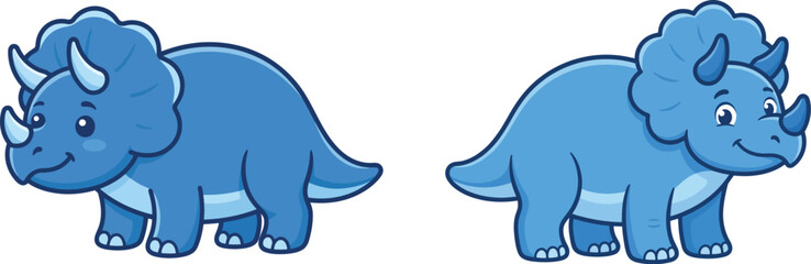 Cute blue cartoon triceratops dinosaurs © ALI ART