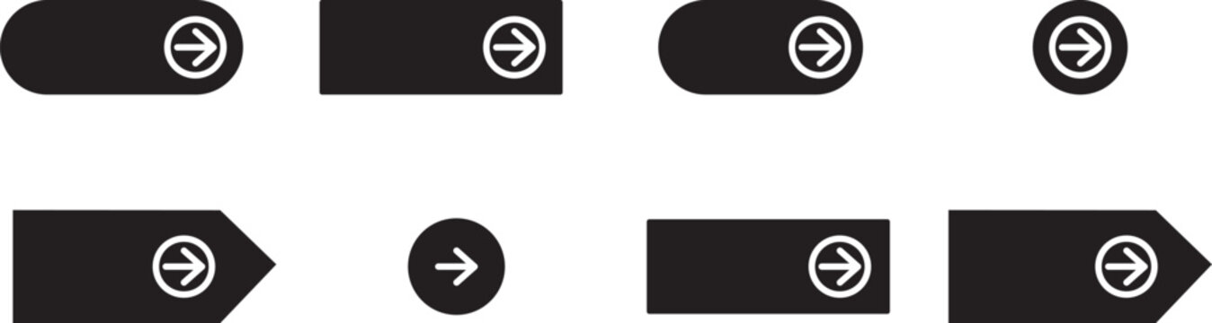 Set of arrow button icons in rounded vector style
