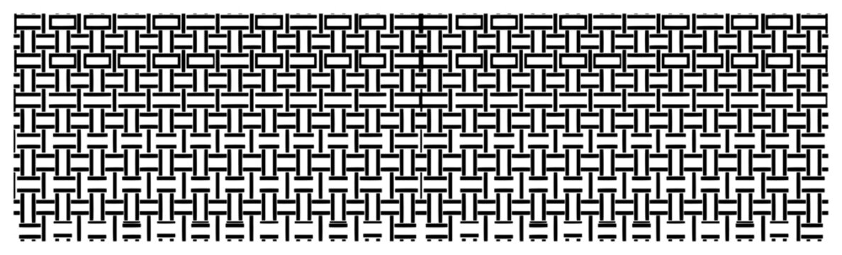 Geometric interwoven rectangle grid pattern in black and white minimalist style