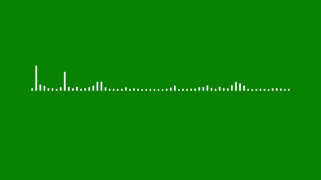 White and green audio visualization effect, white audio waveform spectrum animation, sound line audio wave visualization voice record animation on green screen background chroma key 4k.