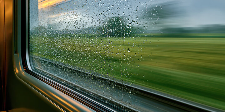 Rainy Day Train Window View