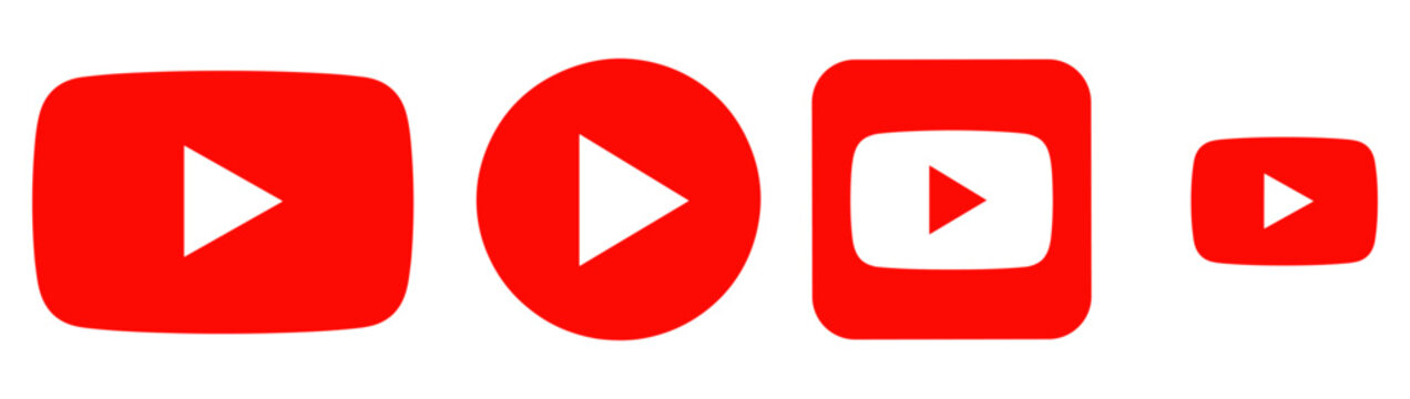 YouTube logo app icon with video play button and social media interface symbol for editorial web design vector illustration