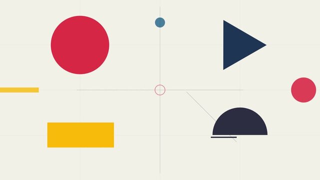 bauhaus inspired primary color geometric motion background