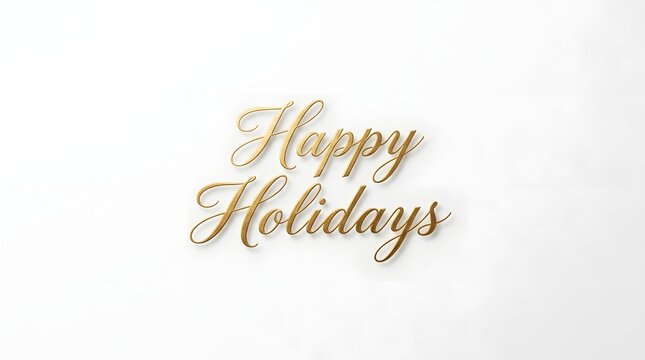 Golden happy holidays greeting card with elegant cursive script on white background for christmas and new year celebrations