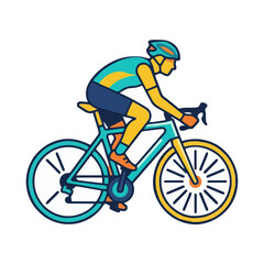 Fototapeta premium Flat vector illustration of person cycling outdoors for sport and fitness activity