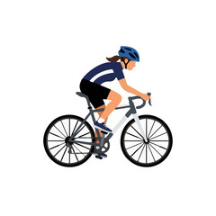 Obraz premium Flat vector illustration of a person cycling outdoors for fitness and healthy lifestyle concept