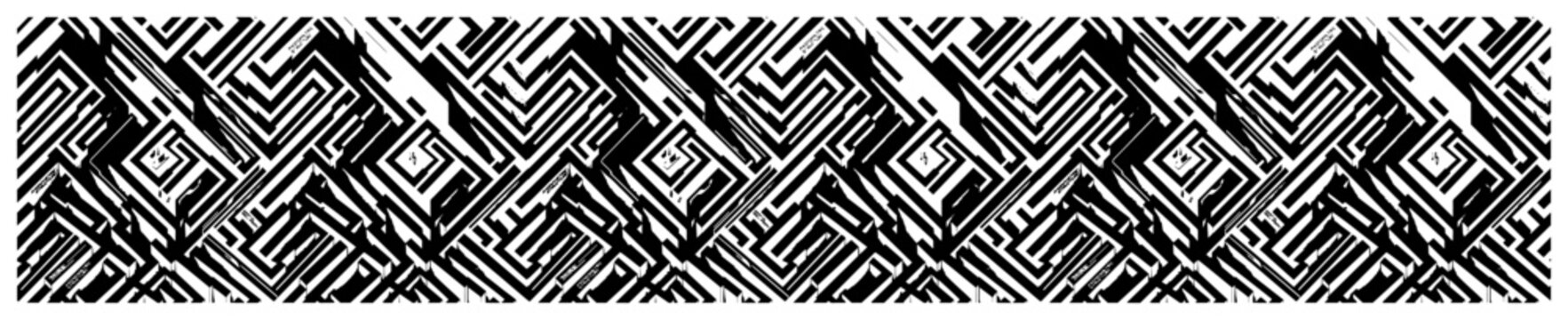 Geometric labyrinth maze and circuit board lines in futuristic abstract pattern style