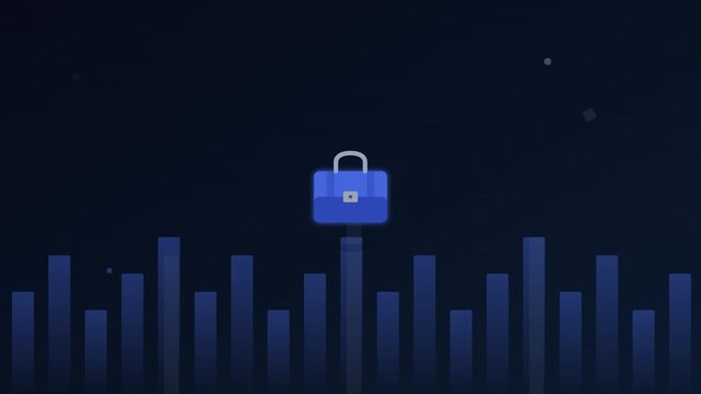 bouncing briefcase work icon corporate professional blue tones