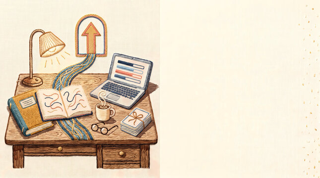 Embroidered Adult Learning Desk With Career Change Copy Space