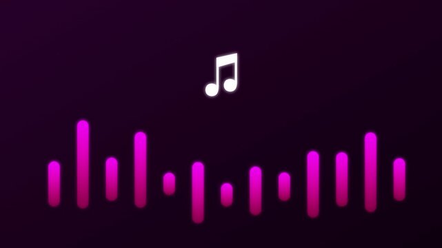 bouncing music note icon rhythmic vibrant magenta waves