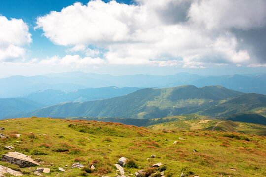 carpathian mountain landscape in august. scenic alpine terrain of ukraine in the afternoon. background image for hiking through chornohora ridge. popular travel destination