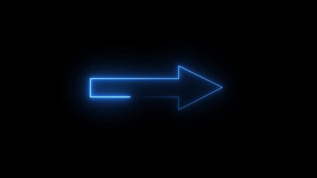 right side pointing neon arrow on transparent background. Themes include direction, navigation, pointing symbols, and minimalism video type stock .4k motion graphics video animation
