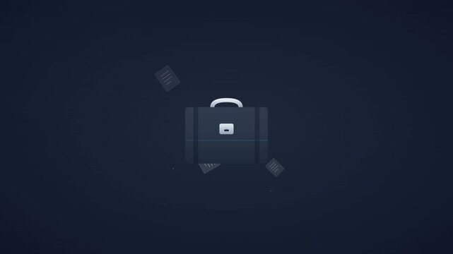 Briefcase Business Icon with Floating Professional Document Icons