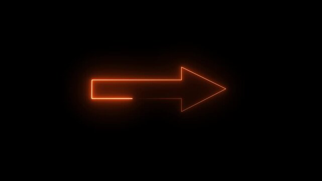 right side pointing neon arrow on transparent background. Themes include direction, navigation, pointing symbols, and minimalism video type stock .4k motion graphics video animation