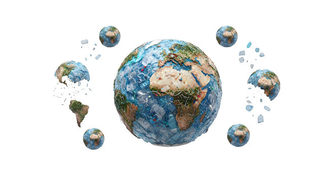 Earth made of plastic pollution isolated on transparent background